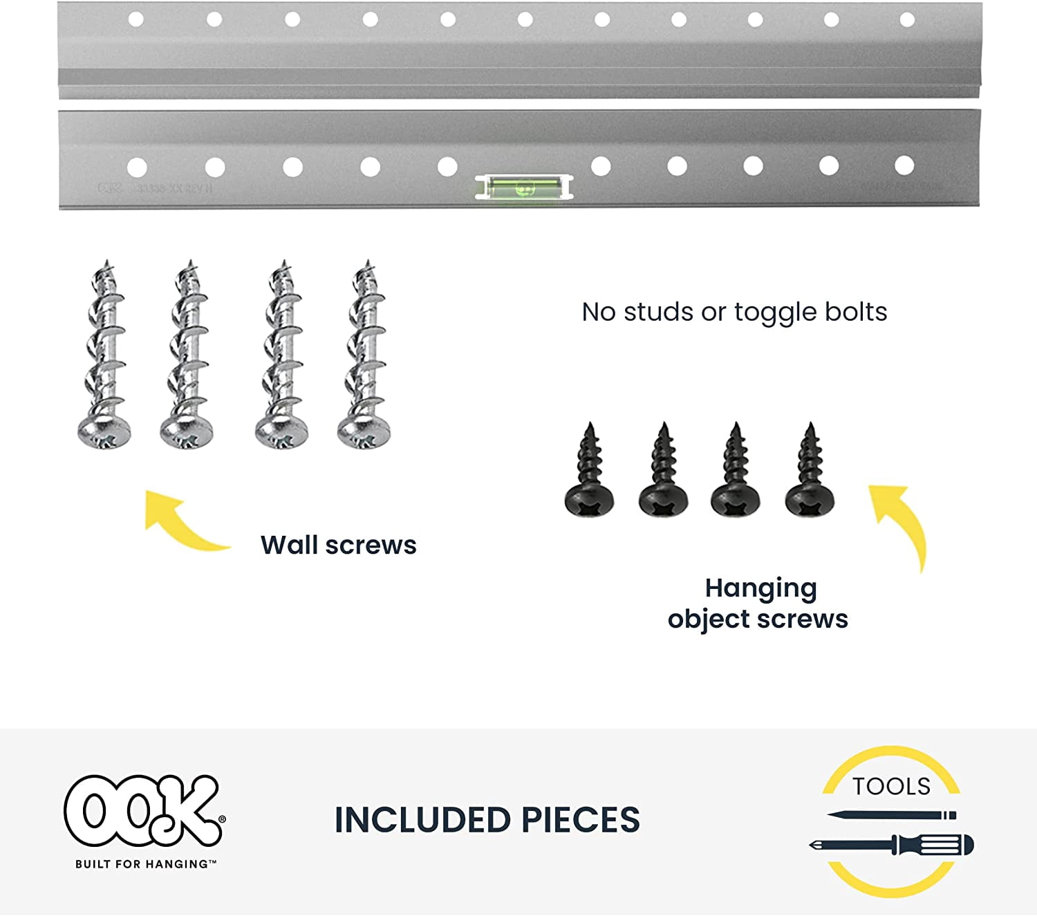 French Cleat, Picture and Mirror Hanger with Hardware, 100lb, Aluminum, 533208