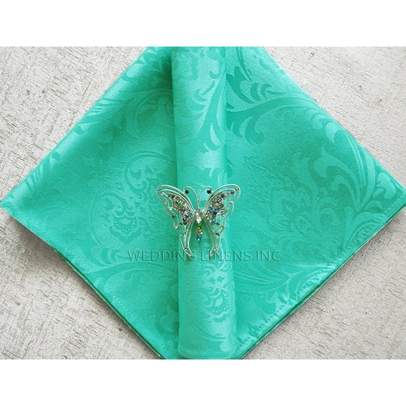 Wedding Linens Inc. (10 pcs) 20'' x 20" Jacquard Damask Polyester Napkins - Tiff. Blue