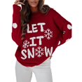 thumbnail image 2 of Suéteres Navideños para Mujer con Estampado Navideño, Corte Holgado, Larga, Estilo Pullover Rojo XXL, 2 of 8