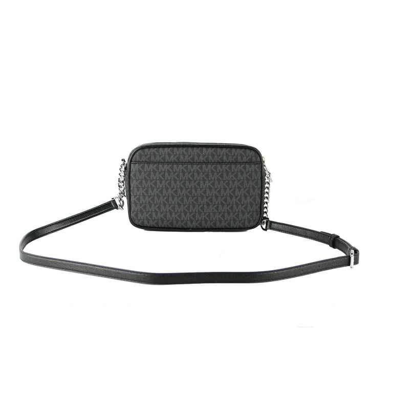 Michael Kors Jet Set Travel Medium Pocket Camera Crossbody Bag Black MK  Signature Logo: Handbags