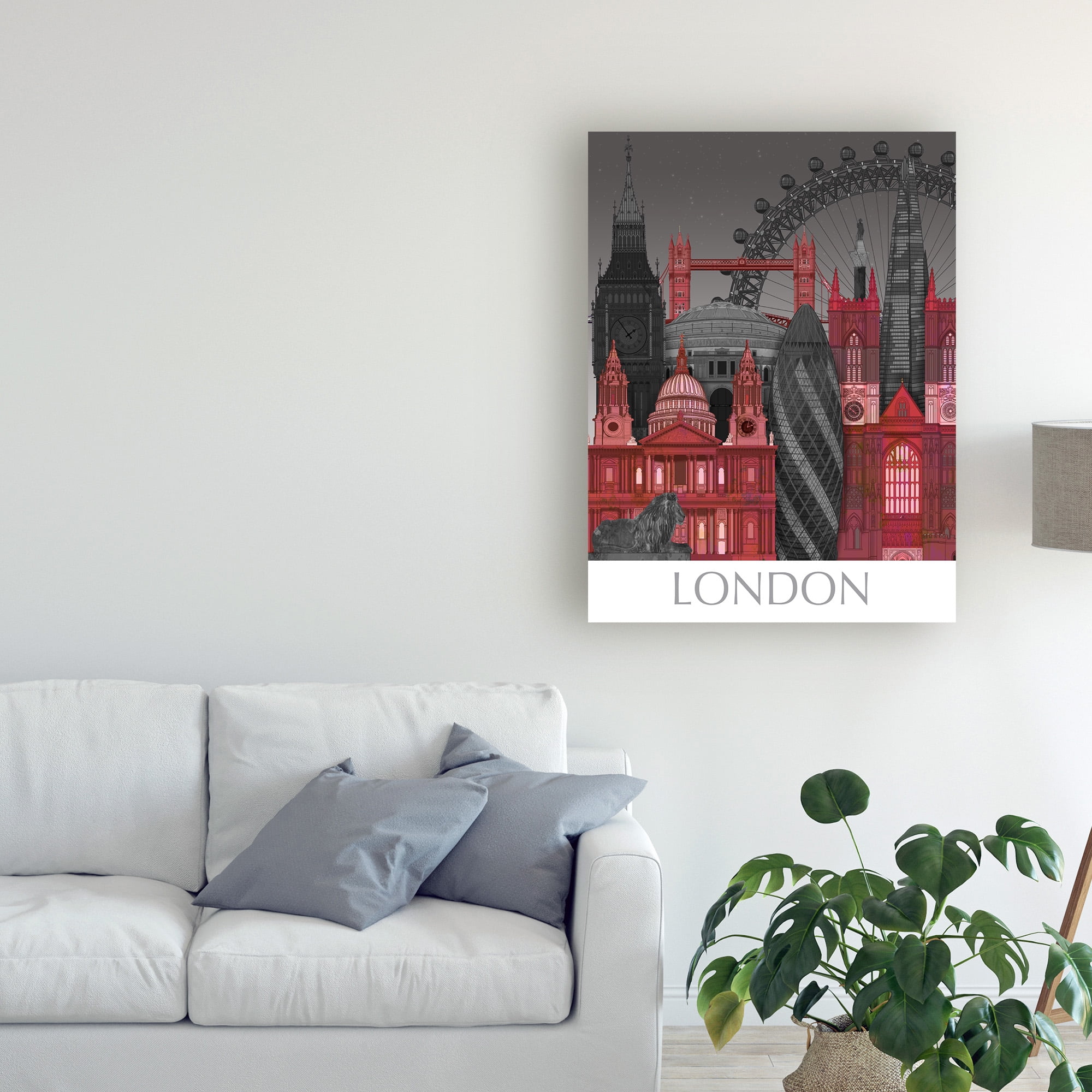 Trademark Fine Art 'London Elevations by Night Red' Canvas Art by Fab Funky
