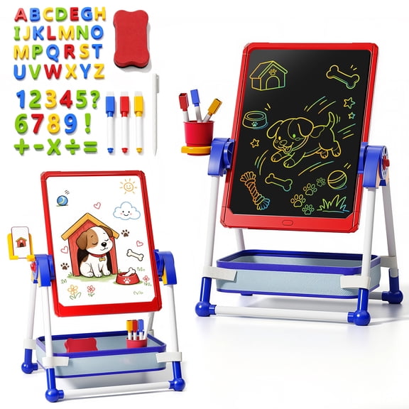 Gelomee LCD Writing Tablet, Colorful Toddler Doodle Board Drawing Tablet-Red
