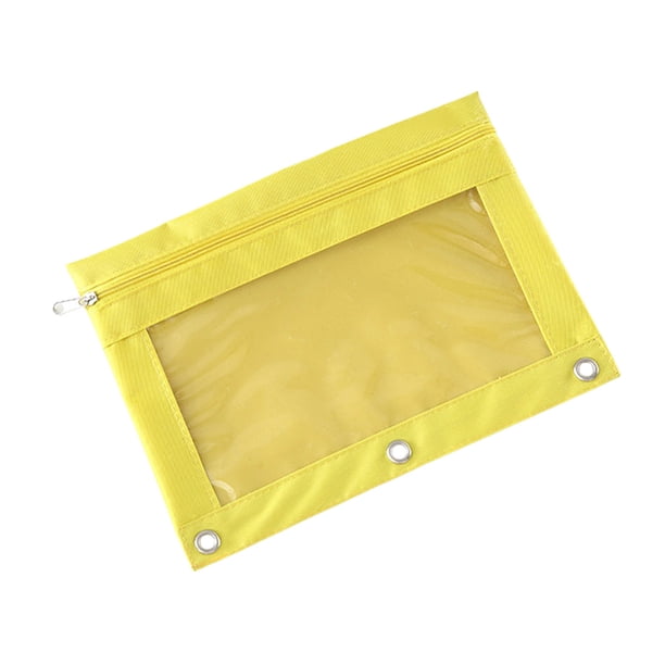 Yhmxh Organizadores y almacenamiento Estuche de lápices de tres agujeros con cremallera, transparente, para guardar documentos, carpeta desmontable, estuche de lápices de gran capacidad.