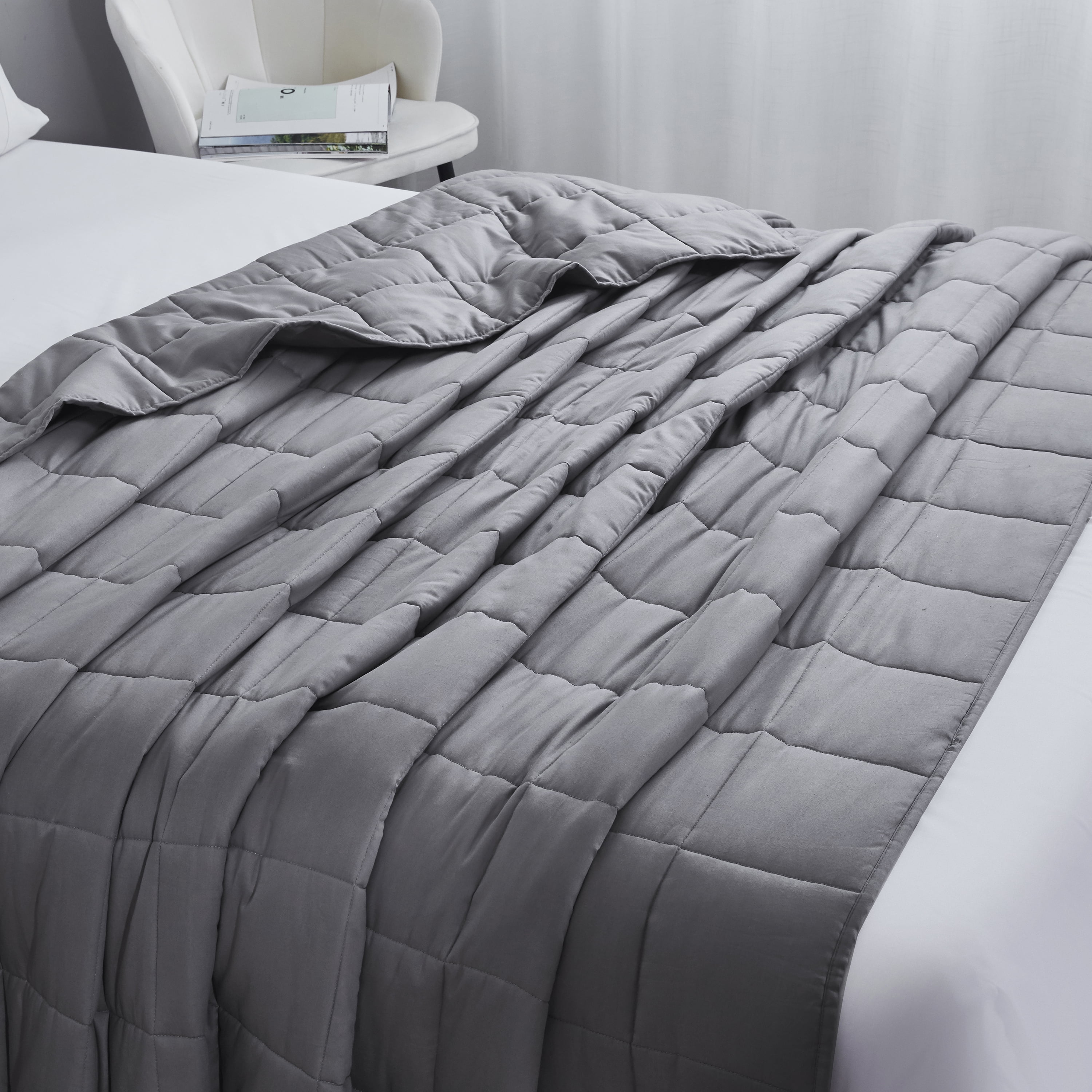 Dream Theory 100 Cotton Machine Washable Weighted Blanket 20 lb 60 x 80 inches Gray Adult