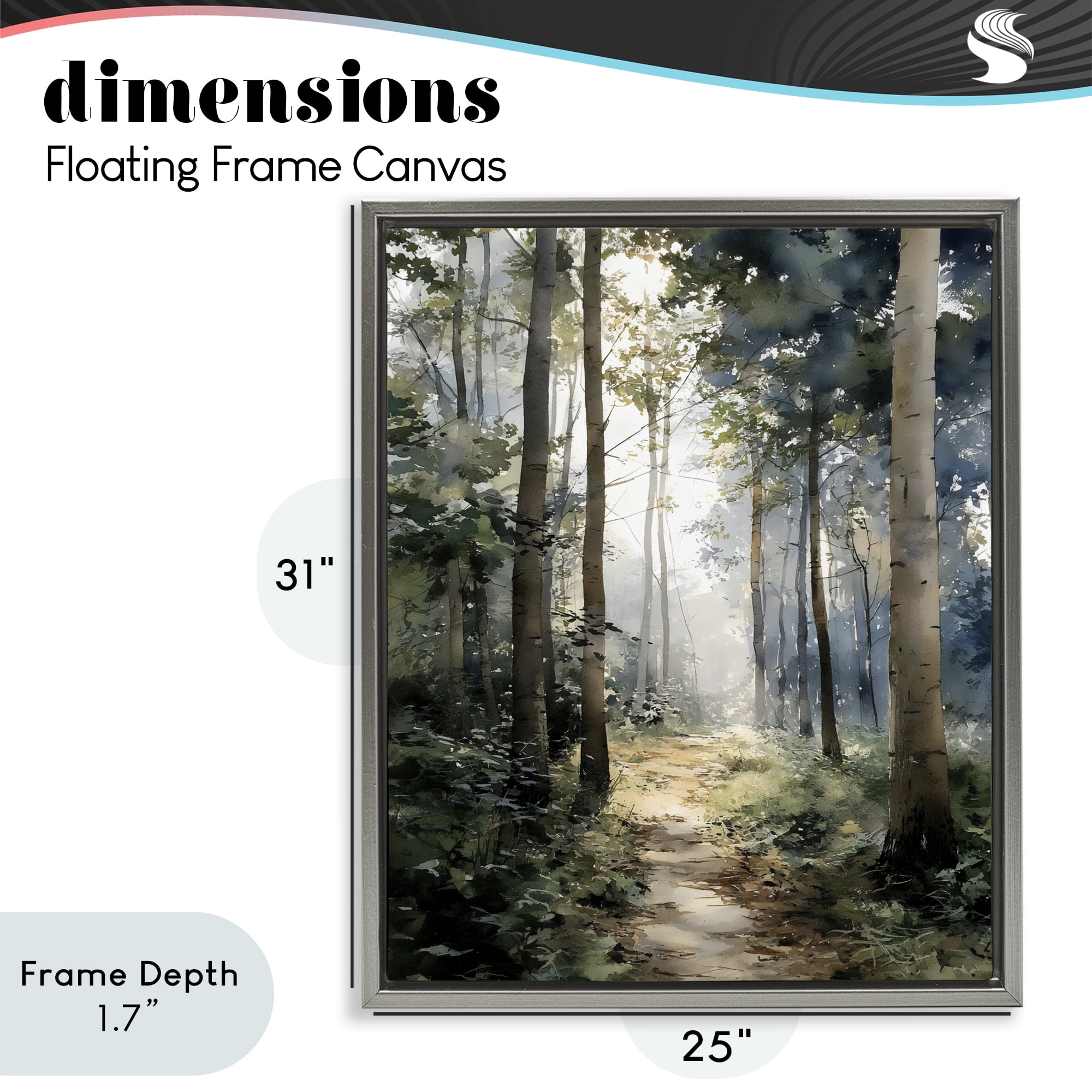 Stupell Industries Forest Path in Morning Gray Framed Floater Canvas Wall Art, design by Franklyn Gregory