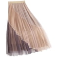 thumbnail image 2 of ClodeEU Women's Color Block Tulle High Waisted A Line Pleated Midi Skirt ,Flowy Slim Casual Skirt Khaki,Womens Plus Free Size, 2 of 6