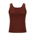 thumbnail image 6 of EchfiProm Womens Fall Tops Coffee Slim T-Shirts Square Neck Sleeveless Y2K Pullover Solid for Women, 6 of 7