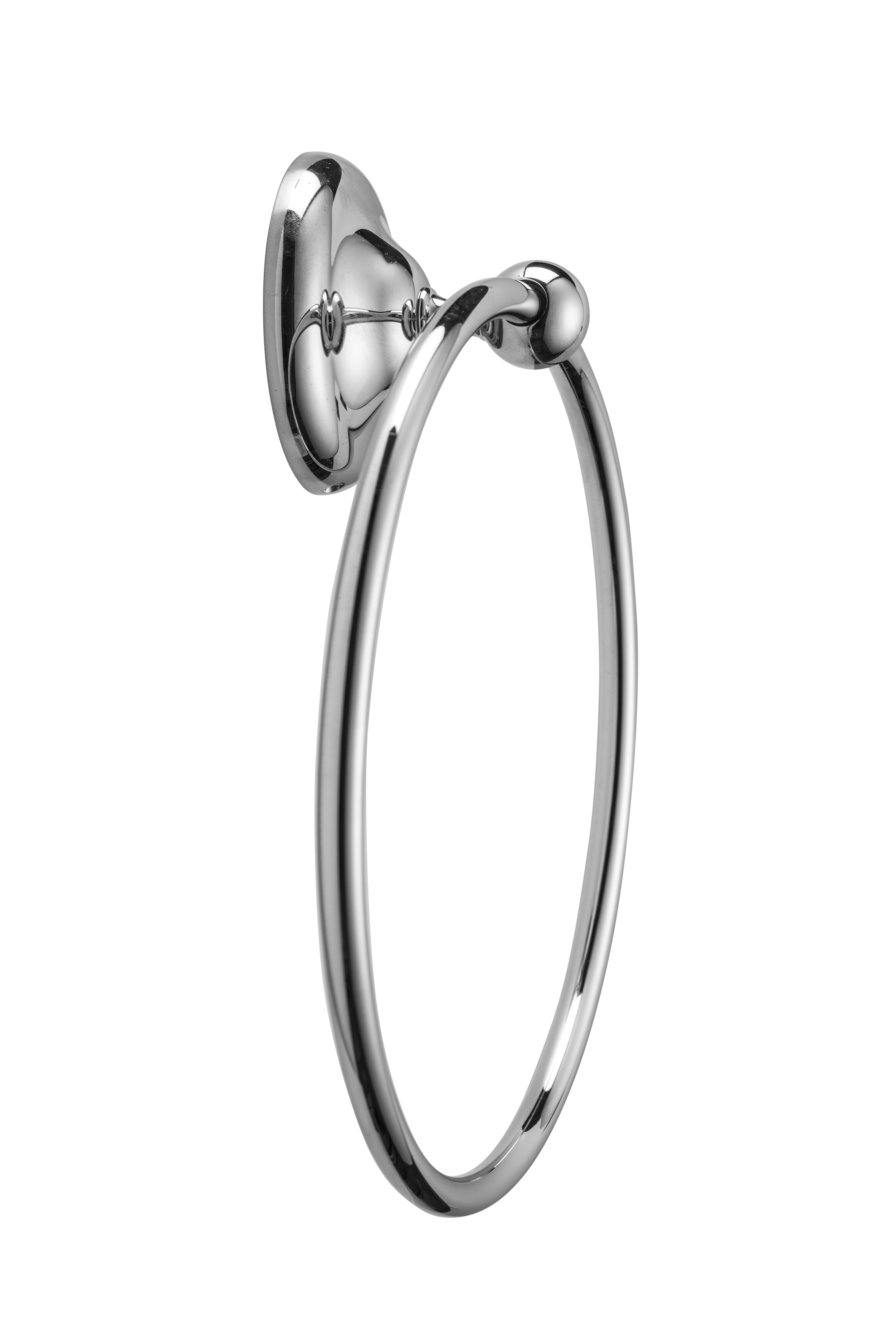 Croydex Grosvenor Flexi-Fix Screw or Glue Towel Ring, Chrome