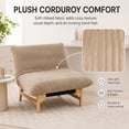 thumbnail image 6 of 43" Oversized Accent Chair, Paproos Comfy Reading Chair, Cloud Lounge Accent Chair Bean Bag Chair for Adults, Corduroy Upholstered Lazy Sofa for Living Room Bedroom, Khaki, 6 of 10