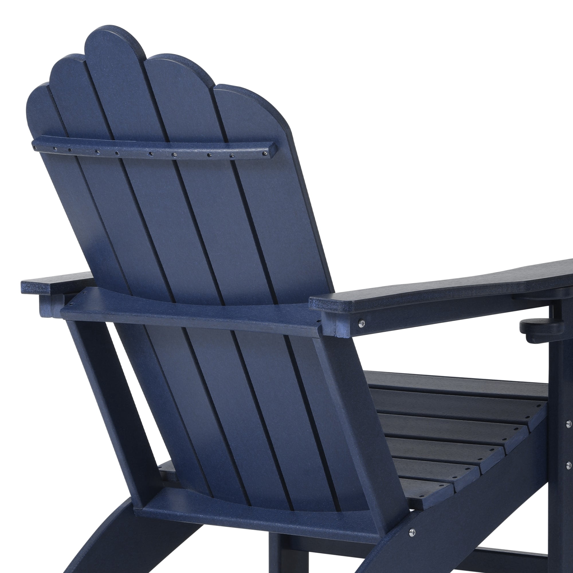 WestinTrends Highland Outdoor Patio HDPE Adirondack Chairs With Cup Holders (Set of 8), Navy Blue