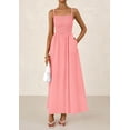 thumbnail image 3 of Vestido largo PRETTYGARDEN para mujer, fruncido, verano, playa, rosa, 3 of 9