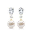 thumbnail image 2 of Rosec Jewels Freshwater Pearl Drop Earrings with Moissanite for Women - AAA Quality, 14K Yellow Gold, 2 of 6