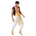 thumbnail image 3 of YEAHDOR Mens Halloween Cosplay Costume Ancient Greek God Gladiator Prince Role Play Costume Waistcoat with Pants Blue 3XL, 3 of 6