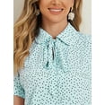thumbnail image 5 of DARING DIVA Women's Polka Dots Tie Bow Chiffon Blouse XS Light Blue-Dots, 5 of 6