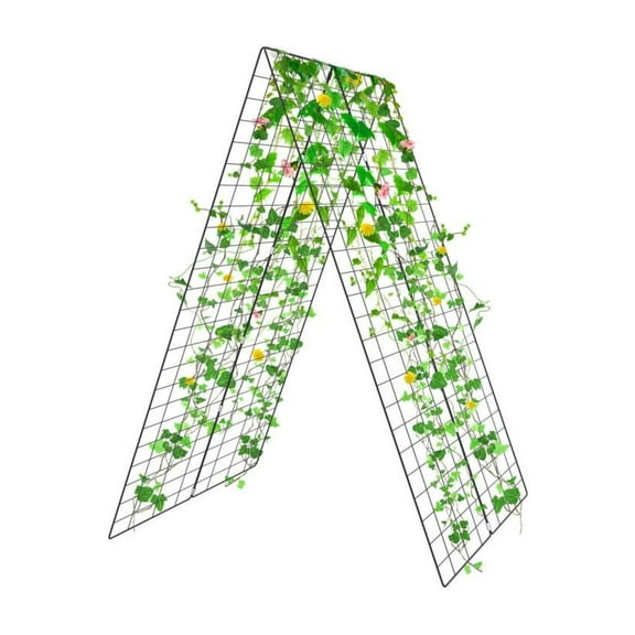 Plant Trellis 2-Pack, A-Frame Garden Support for Climbing Plants - 50.5"x34" Steel Cucumber Trellis with Twist Ties & Stakes