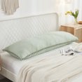 thumbnail image 3 of Move Over Sage Green Body Pillow Cover 20x54 inches Boho Chic Pom Poms Fringe Pattern Body Pillowcase 100% Washed Microfiber, 3 of 8