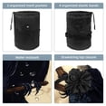 thumbnail image 3 of PhooArto Drawstring Cosmetic Bag, Barrel Shaped Portable Travel Makeup Bags, Black Raven Dreamcatcher Pattern Large Capacity Waterproof Multifunctional Bucket Toiletry Bag, 3 of 6