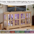 thumbnail image 5 of CKEASEAN 59"W LED Curio Cabinet with 7 Color Lights for Collectibles, Glass Display Cabinets with 4 Doors & Adjustable Shelves, Smartphone-Controlled, Vintage Storage TV Stand with for Living Room, 5 of 10
