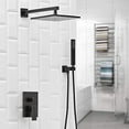 thumbnail image 2 of BWE Oil Rubbed Bronze Shower Faucet 10 Inch Square Luxury Rain Mixer Shower System Sets Complete 2-Functions Pressure Balancing Wall Mount Rainfall Rough-in Valve Body and Trim Included, 2 of 8