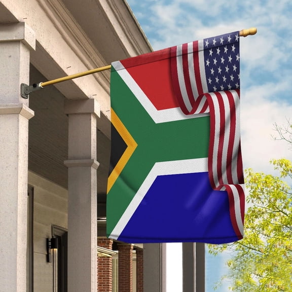 Flag Waving American Flag South African South Africa U.S.A Friendship Patriotic Proud Garden Flag, Double-Sided Decorative Outdoor Flag, Patriotic Polyester Yard Flag 12 x 18 in