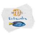 thumbnail image 1 of Ambesonne Watercolor Place Mats Set of 4, Pacific Tang Fish, Standard Size, Yellow, 1 of 6