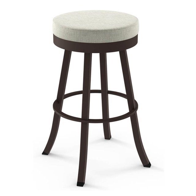 Amisco Logan 26.88" PVC and Metal Swivel Counter Stool in Light Beige/Dark Brown