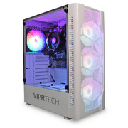 ViprTech Whiteout Gaming PC Desktop Computer - AMD Ryzen 5 5600G (12-Core 4.4Ghz), AMD Radeon RX Vega 7 Graphics, 16GB DDR4, 128GB M.2 SSD, 1TB HDD, WiFi, RGB, 1 Year Warranty
