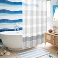thumbnail image 5 of No Hook Shower Curtain, Grey Stripe Shower Curtains for Bathroom with See Through Top Window, Modern Abstract Monochrome Geometric Waterproof & Washable Bath Curtain Narrow 54"x78", 5 of 9