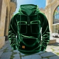 thumbnail image 2 of UVEASISHA Velvet Hoodies for Men Quarter Zip Hooded Sweatshirt Drawstring Long Sleeve Pullover Tops Multi Pocket Fashion Velour Hoodie Army Green M, 2 of 7