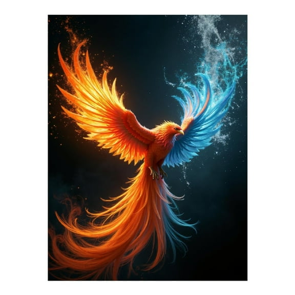 Diamond Art Kit for Adults, Fiery Blue Phoenix Diamond Painting for Adults Beginners, DIY Diamond Art Painting Kits, 5D Diamond Painting Crafts for Home Decor 12x16 Frameless