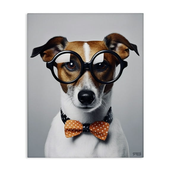 Stupell Industries Hipster Bowtie Dog Animals & Insects Painting Gallery Wrapped Canvas Art Print Wall Art, 16 x 20