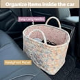 thumbnail image 2 of Boho-Chic Quilted Floral Storage Basket, Car Storage Basket Quilted, Large Capacity Collapsible Boho Fabric Organizer with Reinforced Handles & Side Pockets for Car, Home, Picnic, Laundry (C), 2 of 8