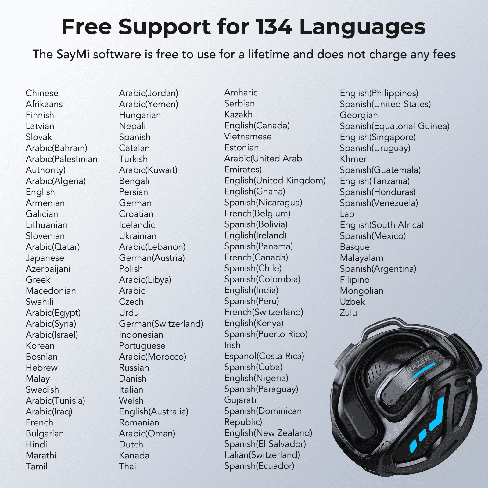 ERAZER X8 Translator Earbuds Real-time 135 Languages Wireless Bluetooth 5.4 AI Translation Earbuds with Long Battery Life