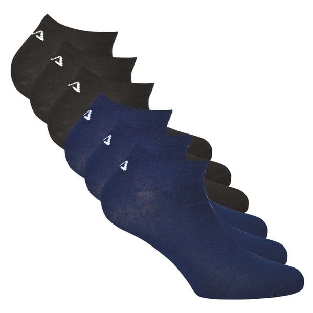 FILA Calcetines de deporte unisex, paquete de 6 - Invisible, calcetines cortos, logotipo (2x 3 pares) Negro/Azul 35-38