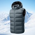 thumbnail image 5 of Atkumj Plus Size Mens Puffer Vest Casual Comfortable Hooded Full Zip Down Vest Fashion Warm Sleeveless Solid Color Puffy Vest with Side Pockets, 5 of 8