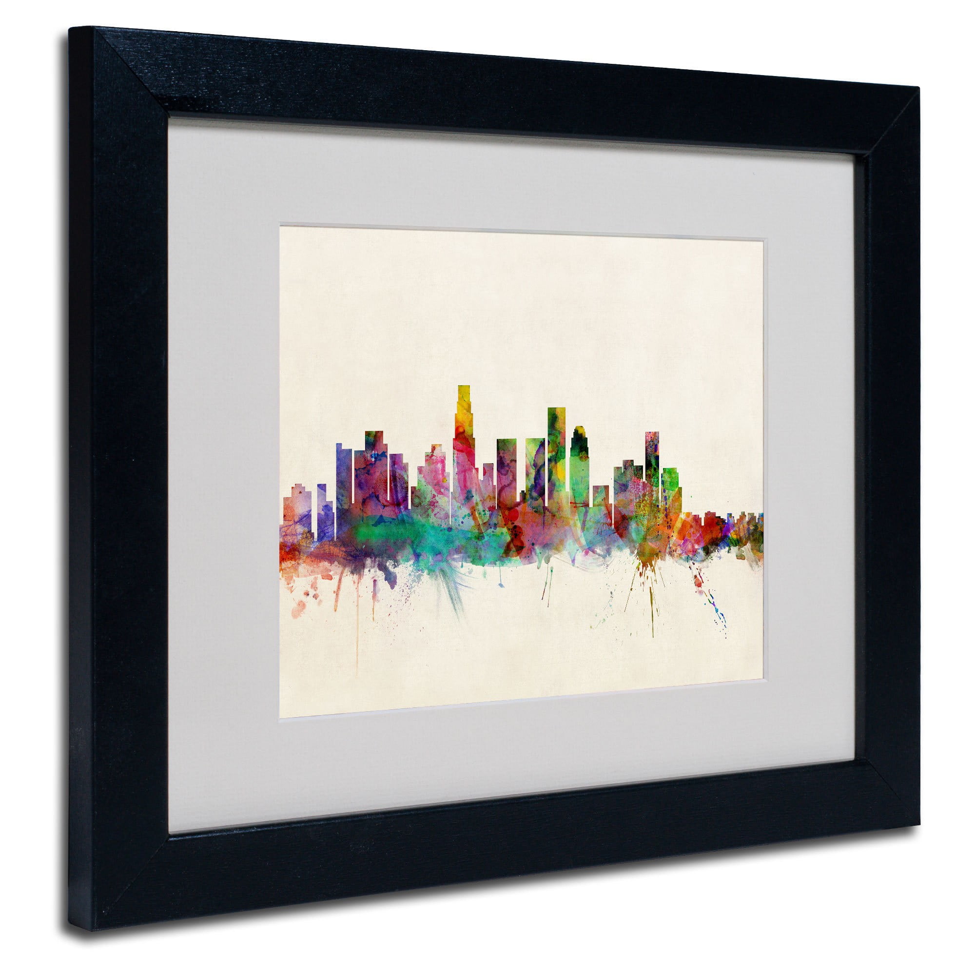 Trademark Fine Art "Los Angeles, California" Canvas Art by Michael Tompsett, Black Frame