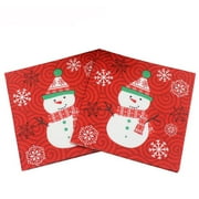 Angle View: Bescita Color Printed Napkins Christmas Snowman Napkins Christmas Decoration Paper