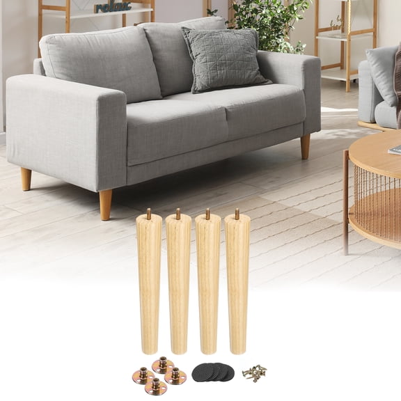 4 Pack Furniture Legs, 12 Inch Round Wood Legs for Couch Sofa , Replacement Chair Feet
