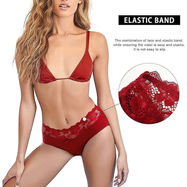 Levao Women Cotton Underwear Bikini Panties Sexy Breathable Hipster with  Lace Waist 3 pack S-XL - Walmart.com