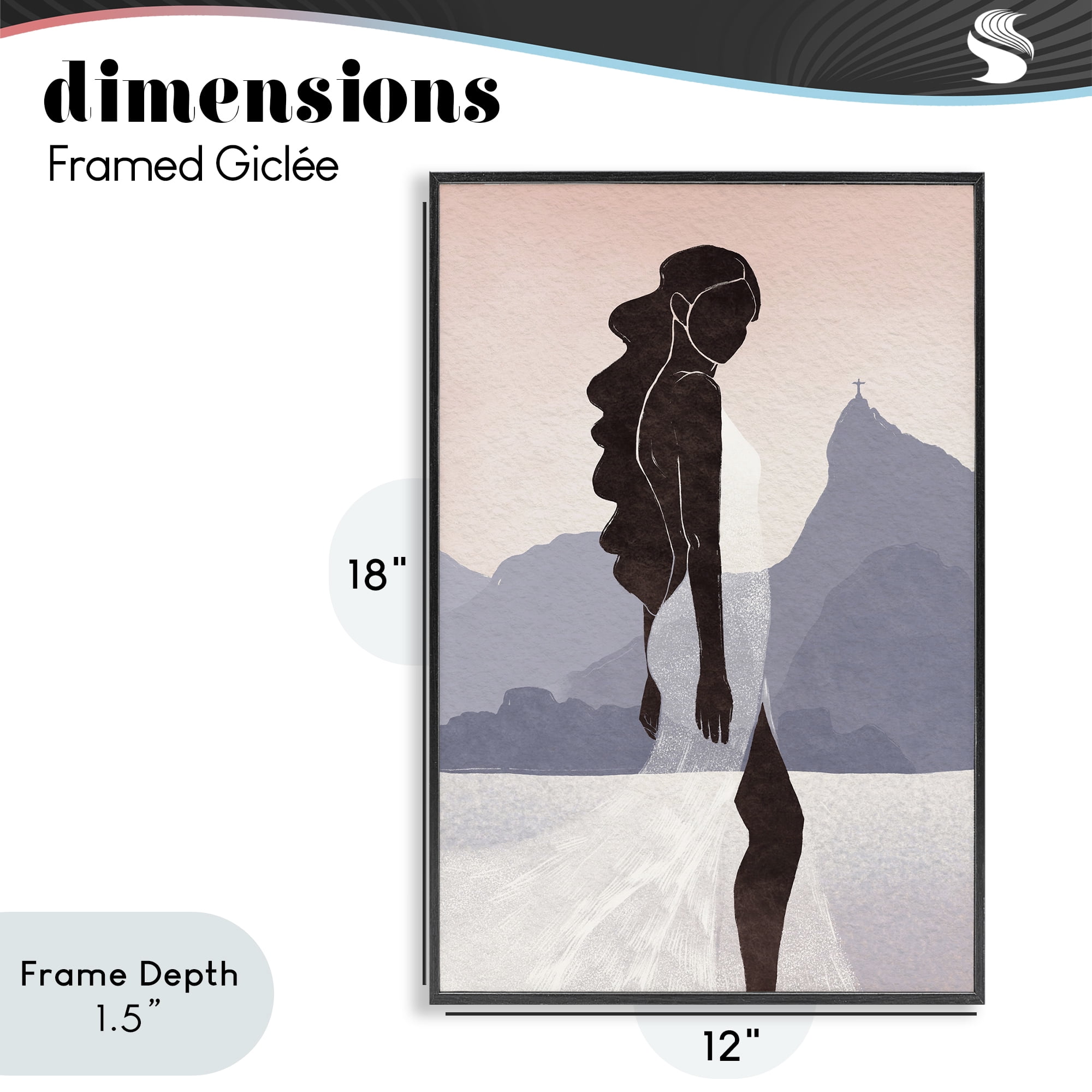Stupell Industries Garota Silhouette Portrait Black Framed Giclee Art, design by Yuyu Pont