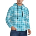 thumbnail image 2 of Picia blue plaid Snowflake Pattern Casual Men's Hoodie - Lightweight Hooded Sweatshirt with Kangaroo Pocket, Comfortable Pullover for Everyday, Travel-4X-Large, 2 of 7