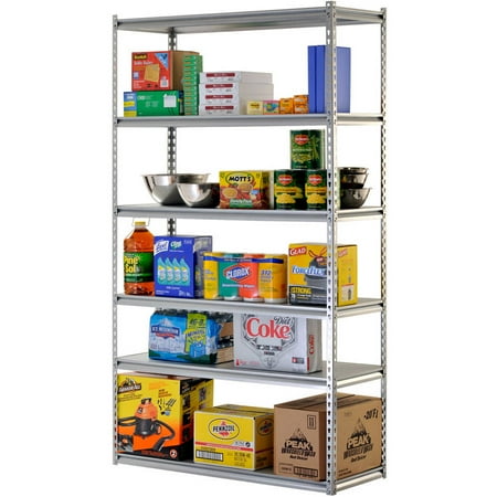 Edsal 48"W x 18"D x 86"H Six-Shelf Heavy-Duty Steel Shelving Unit, Silver