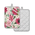 thumbnail image 2 of 2 Pack Pot Holders for Kitchen Heat Resistant Hot Pads Sets for Cooking Baking Red Flowers and Leaves, 2 of 7