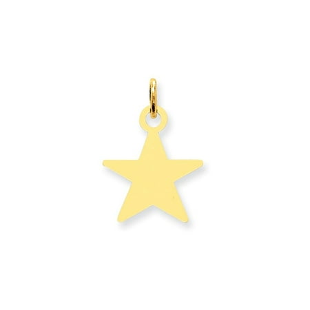 14k Yellow Gold Star Disc Pendant Charm Necklace Engravable Shaped