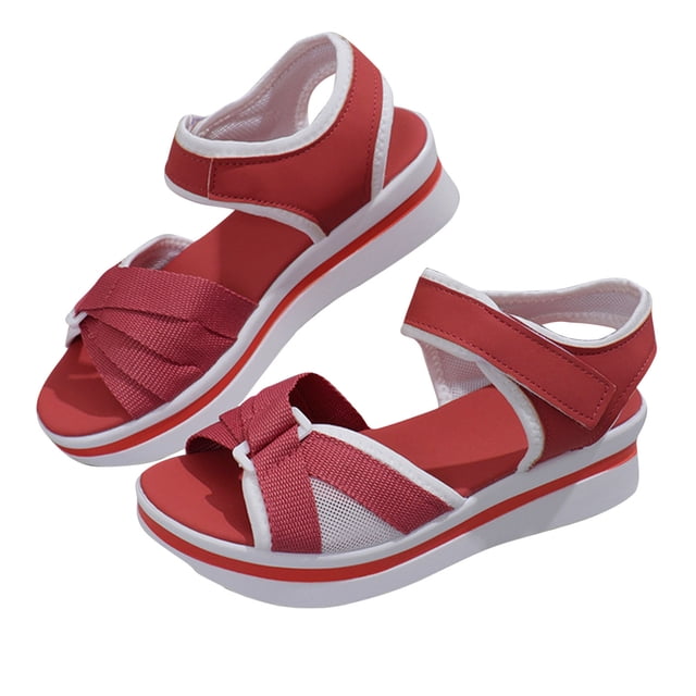 Virmaxy Sandales à Plateforme pour Femmes Sandales d'Été à Bout Ouvert avec Plateforme et Bouche de Poisson Rouge 40