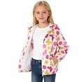 thumbnail image 2 of CAIVO Little Girls Flower Print Hooded Wind Jacket Lightweight Waterproof Elastic Zipper Pockets Long Sleeve Kids Windproof Rain Outerwear Casual Coats Leisure Dailywear, 2 of 6