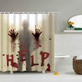 thumbnail image 3 of Cortinas de Ventana con Forro de Cortina de Ducha de Halloween, Ayúdame con Manos Sangrientas para Decoraciones de Halloween, Accesorios de decoración temática, baño, 80x180 cm, 3 of 5