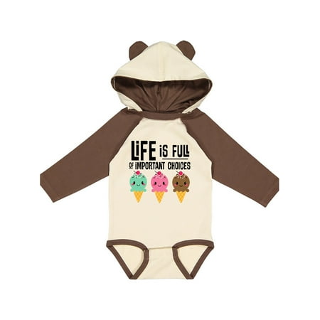 

Inktastic Ice Cream Life is Full of Important Choices Gift Baby Boy or Baby Girl Long Sleeve Bodysuit