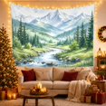 thumbnail image 3 of Mountain Lake Painting with Realistic Painterly Rushing River, Mystical Fantasy for Space Lovers, Galaxy Room Decor, Housewarming Gift, Tapestry Wall Hanging for Bedroom and Dorm, 3 of 7