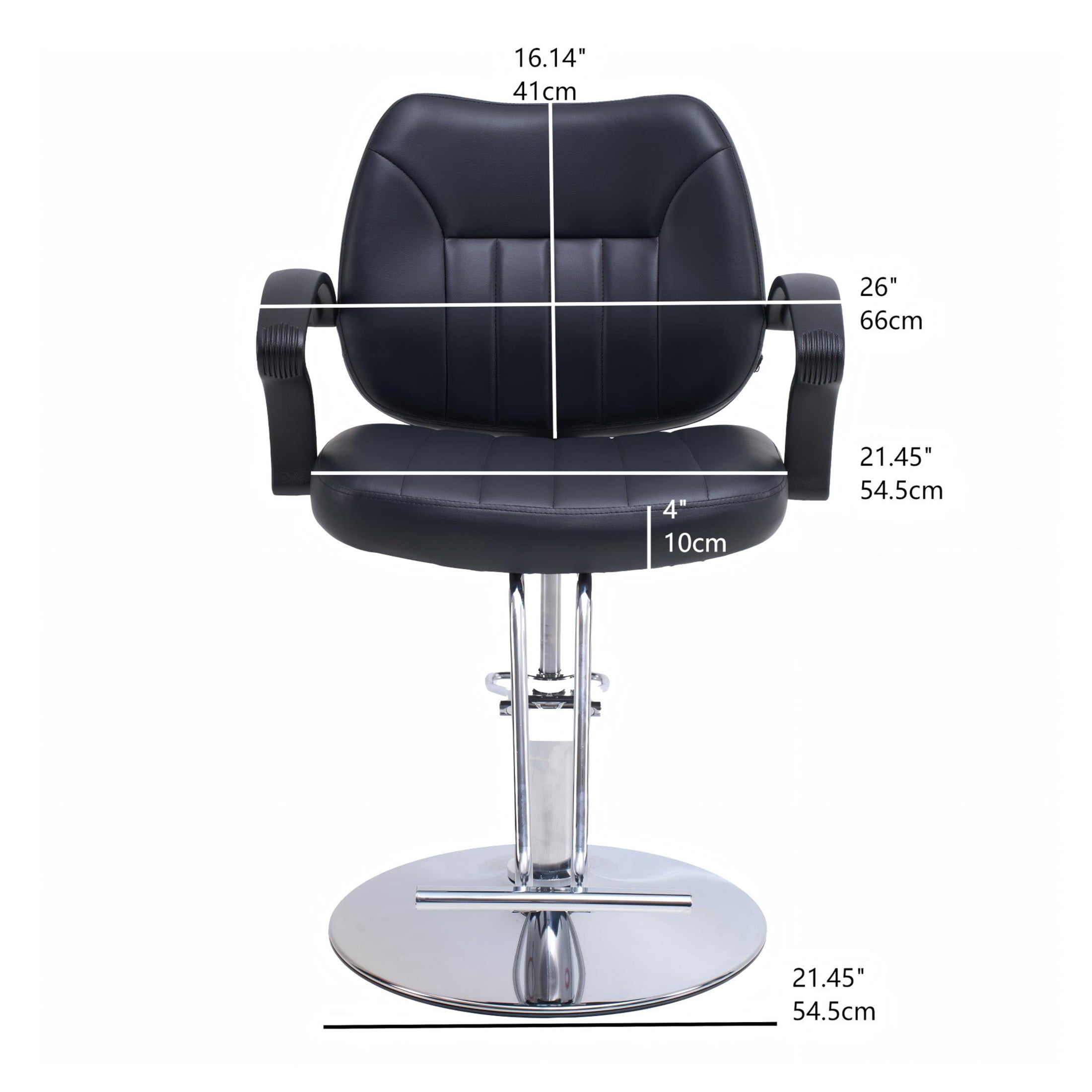 Noble House Hydraulic Barber Styling Chair with PU Upholstery, Adjustable Height, Black + Chrome